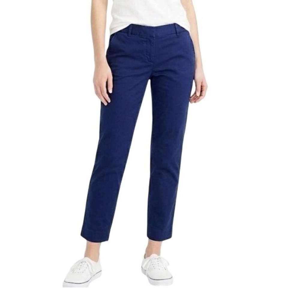 J. Crew Chino Pants Navy Blue Stretch Straight Leg Crop‎ Women's Size 4 Casual